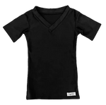Black 4-Way Nylon Essential Classic Compression V-Neck T-Shirt.