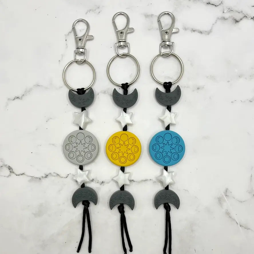 ArtisXan Moon Phases Silicone Chewy Fidget Zipper Pull/Keychain