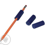 A standard yellow pencil is fitted with the Fun and Function Pencil Weight, and two of them are displayed next to the pencil.