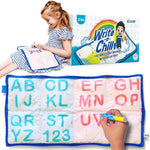 A child leans on a giant version of the product box for the Write N Chill.