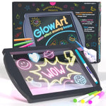Product packaging for Marvin's Magic Glow Art Drawing Board with the drawing board in front of it.