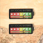 "My Social Battery" Interactive Mood Brooch Pin - Black