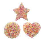 The Pastel Circle, Heart, and Star in the Mini 3-Pack Pick Pads.