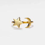 Moon Star Fidget Spinner Ring in Sterling Silver, Gold Plated