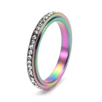 Rainbow Stainless Steel Spinner Fidget Ring.