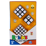 Three styles of Rubik's Cube in a branded package.