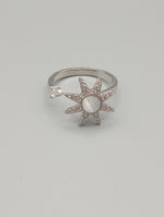 Star Moonstone Fidget Spinner Ring in Copper with Cubic Zirconia.