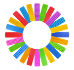 A colorful wheel made of the Textured Suction Toys.