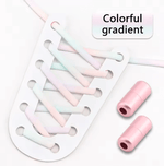 Twist Metal Buckle Round No-Tie Elastic Shoelaces, Colorful Gradient