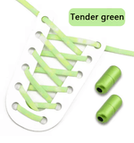 Twist Metal Buckle Round No-Tie Elastic Shoelaces, Tender Green.