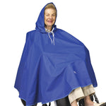 An older adult sitting in a wheelchair, obscured by the Skil-Care Wheelchair Rain Cape.
