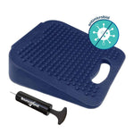 The Antimicrobial Navy Wedge Wiggle Seat Cushion by Bouncyband with pump.