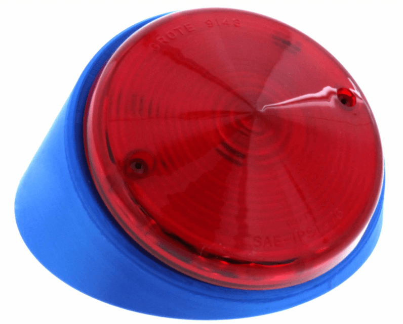 an agled switch control button with red stop light cover