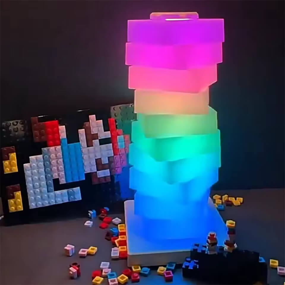 small square lamp with rainbow colors