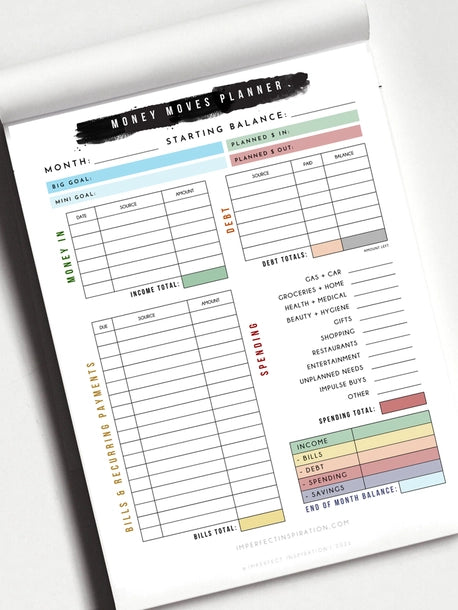 The Money Moves Notepad Planner.