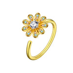 The Daisy Flower in Solid Copper Fidget Ring with Cubic Zirconia.