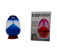 The blue Eggcano Timer next to the product package.