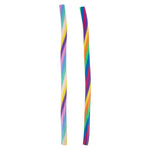The two different color ways of the 13" Rainbow Stretch Noodle.