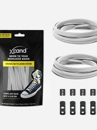 The White Xpand No-Tie Flat Lacing System.
