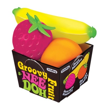 The Groovy Fruit Nee Doh in its product package.