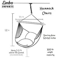 An infographic displaying the dimensions of the Denim Hanging Chair.
