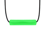 The translucent green Krypto-Bite Chewable Tube Necklace.