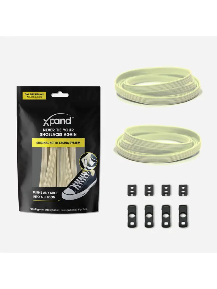 The Glow-in-the-Dark Xpand No-Tie Flat Lacing System.