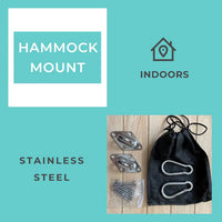 An infographic for the Hammock Indoor Hanging Kit.