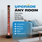 An infographic suggesting that the 5 ft LED Bubble Tube can upgrade any room.