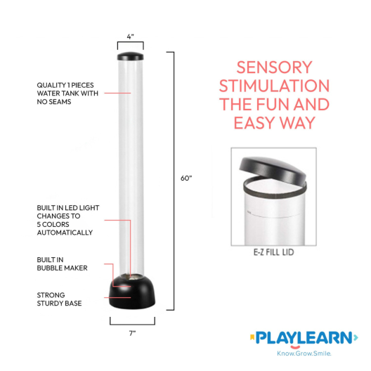 An infographic depicting the physical qualities of the bubble tube.
