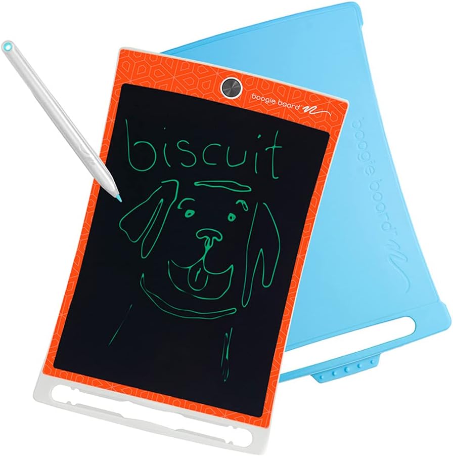 The orange Kids Boogie Board Jot with the blue cover.