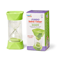 The Jumbo 2 Minute Sand Timer sitting next to the product box.