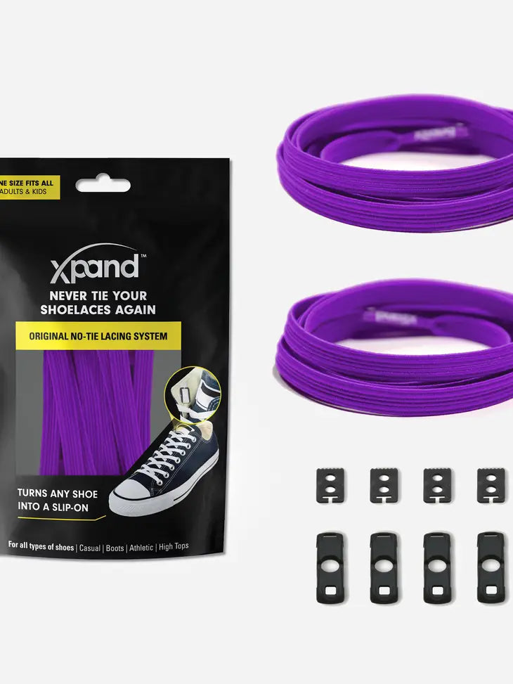 The Neon Purple Xpand No-Tie Flat Lacing System.