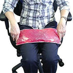 The Red Weighted Gel Lap Pad on someone's lap.