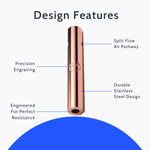 An infographic depicting the design feature of the Beam Anxiety Whistle Necklace.