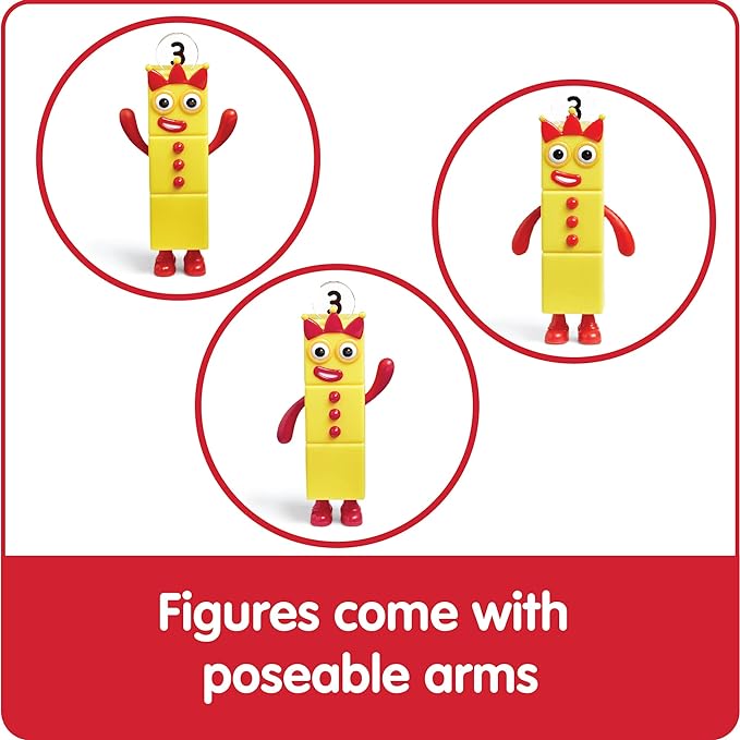 An infographic that says: Figures come with poseable arms.