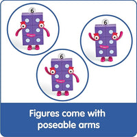 An infographic that says: Figures come with poseable arms.