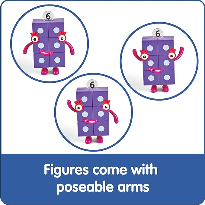 An infographic that says: Figures come with poseable arms.