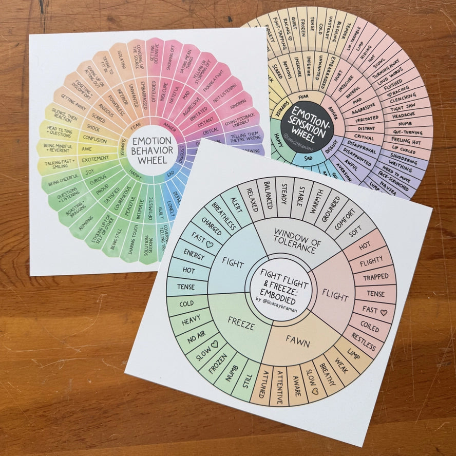 Lindsay Braman's Fight, Flight, Freeze Embodied Wheel - 9" Fidget-Proof Extra Durable and Waterproof Vinyl Visual Aid