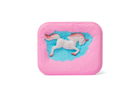 The hidden side of the pink Mega Unicorn Surprise Bath Bomb with the unicorn surprise.