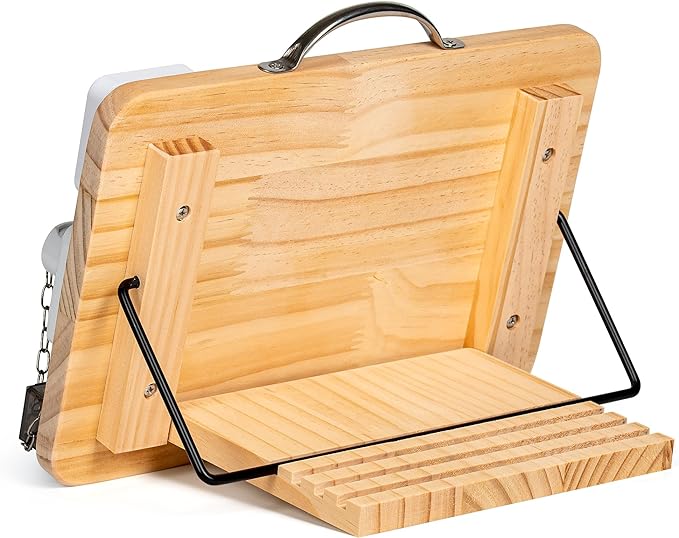 A look at the stand on the back of the Assistex Wooden Fidget Busy Board for Adults with Alzheimer's Style B.