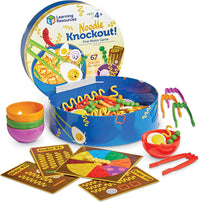 The product package for Noodle Knockout, including what comes with the game.