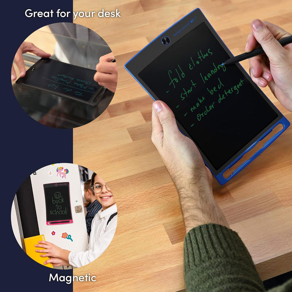 An infographic describing some of the features of the Boogie Board Jot.