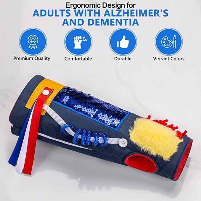 An infographic about the ergonomic design of the Fidget and Sensory Sleeve.