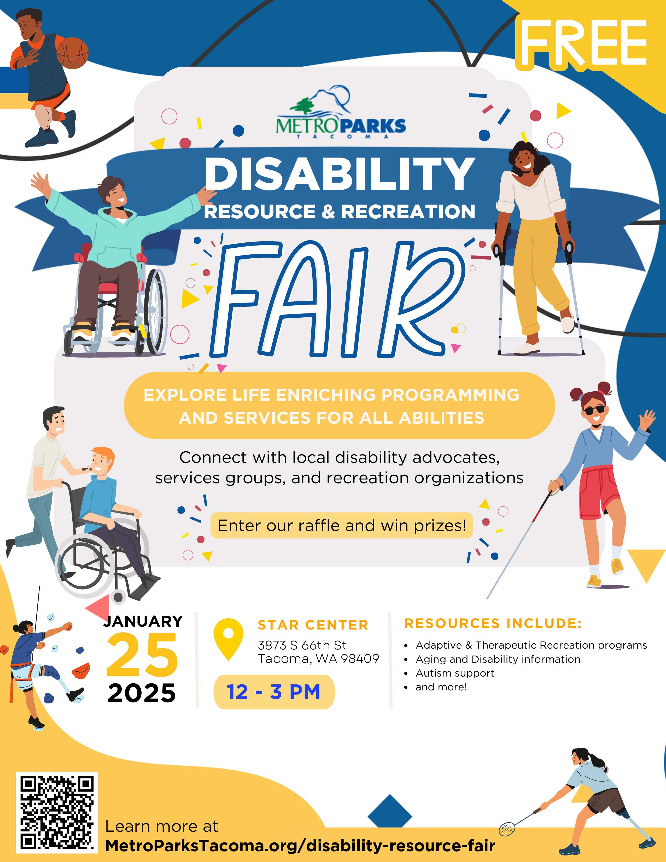 Flyer about the disability fair. Information in the event informationj