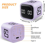 An infographic with features from the Gravity Cube Flipping Digital Timer - Purple 5/10/30/60 Minutes.