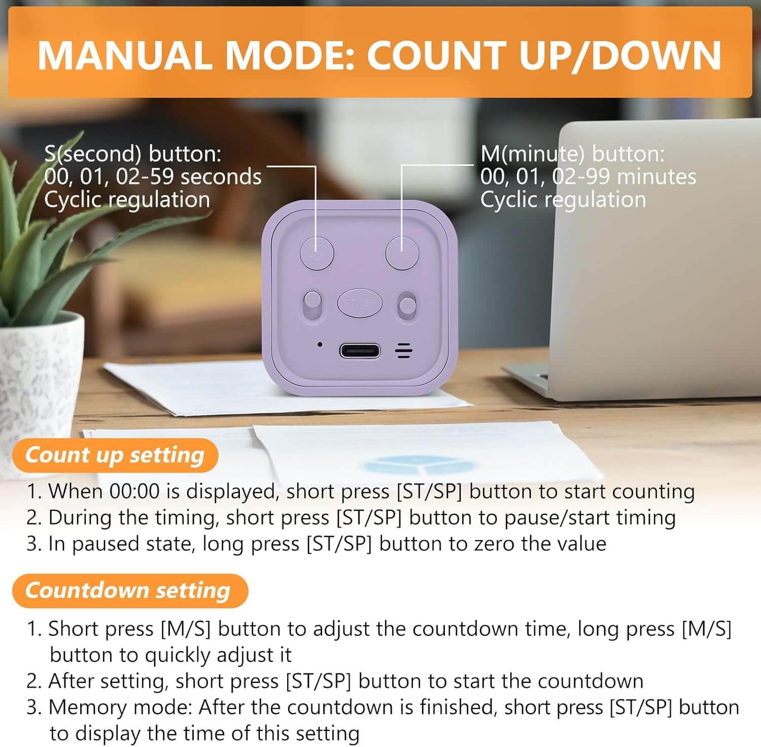 A short how-to operate the Gravity Cube Flipping Digital Timer - Purple 5/10/30/60 Minutes.