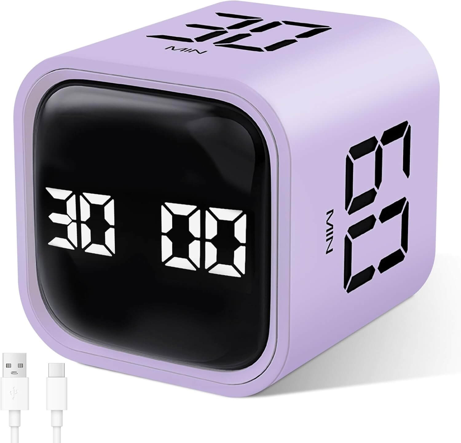 Gravity Cube Flipping Digital Timer - Purple 5/10/30/60 Minutes.