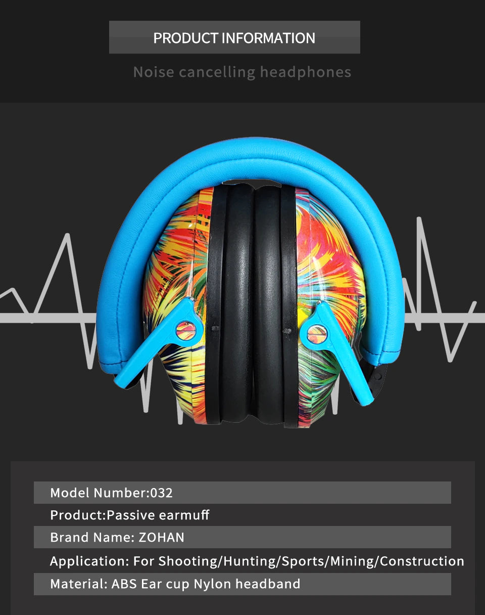 An inforgraphic featuring product information for the Noise Reduction Headphones.