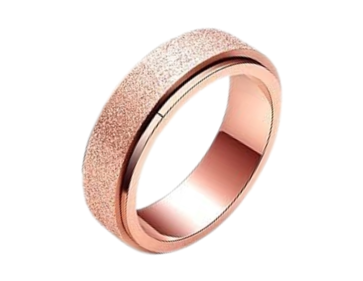 Rose Gold Sandblast Stainless Steel Fidget Band Ring - Size 9.